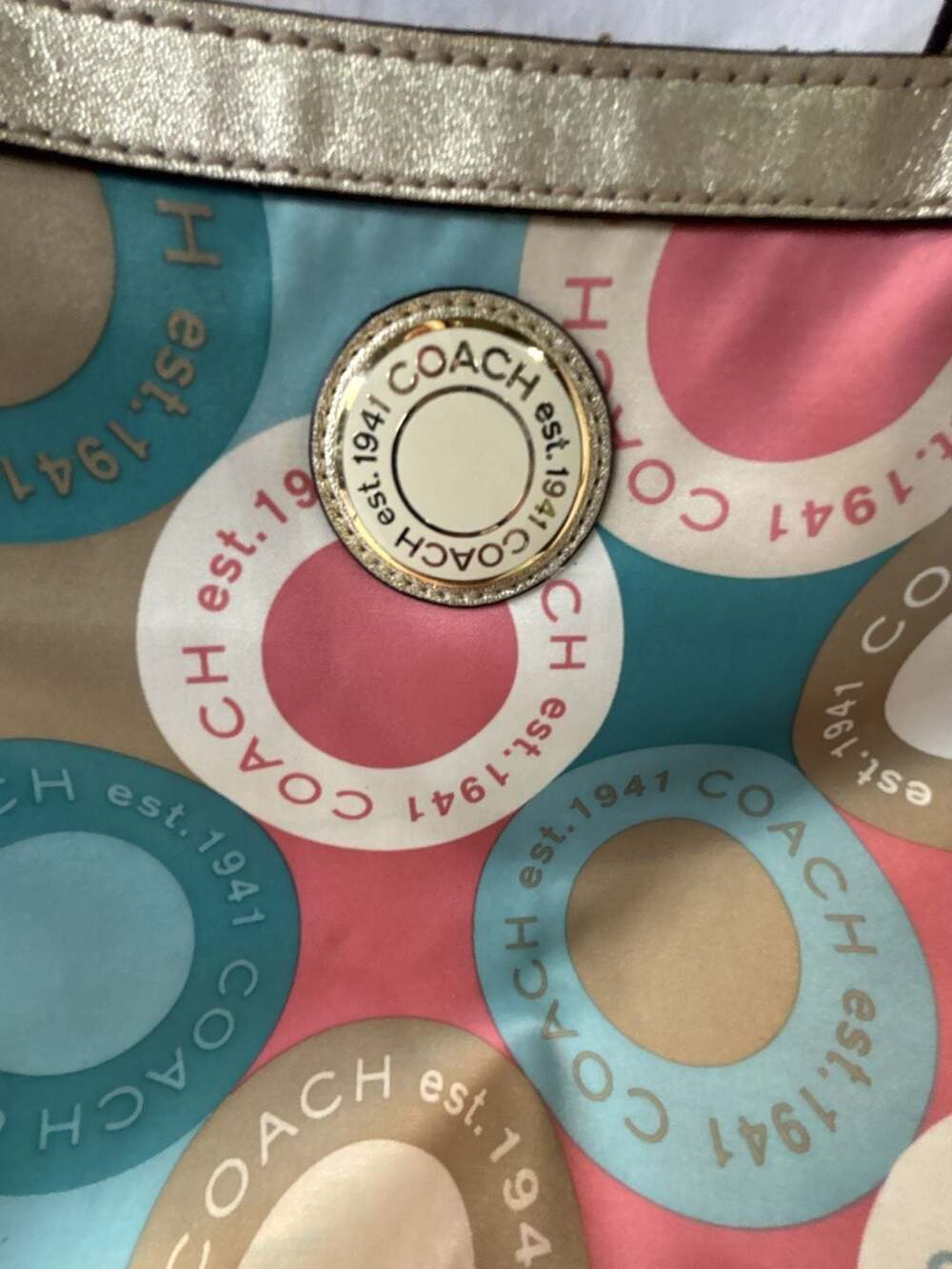 Coach Poppy Multicolor Circle Print Tote Bag - Picture 4 of 7